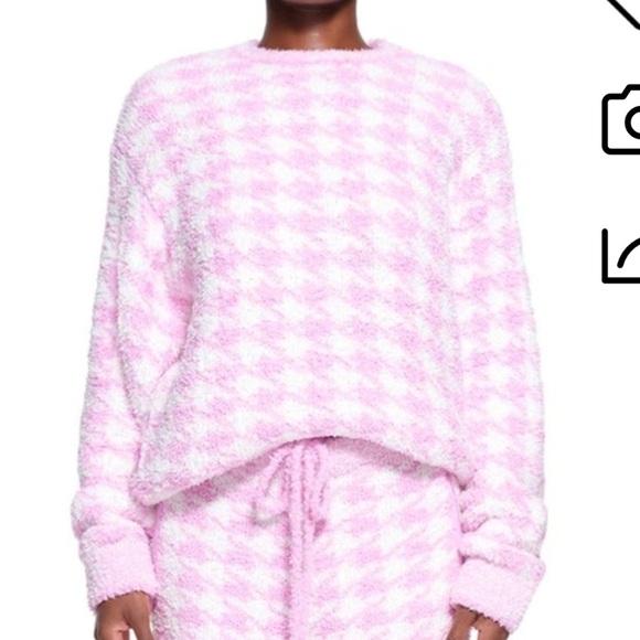 SKIMS Cozy Knit Crew Pullover in Petal Houndstooth Size L/XL - Picture 1 of 5